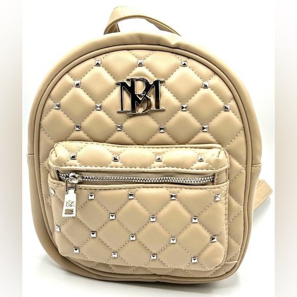 Badgley Mischka Mini Quilted Studded Backpack Buff - Picture 1 of 2